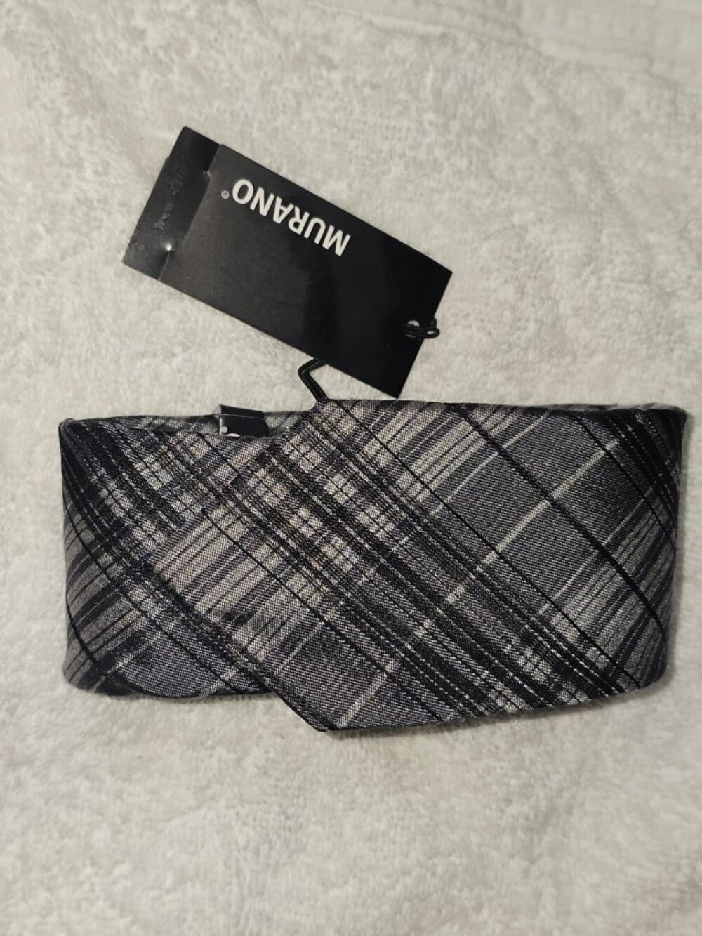 Murano Gray Black Striped  Tie NWT